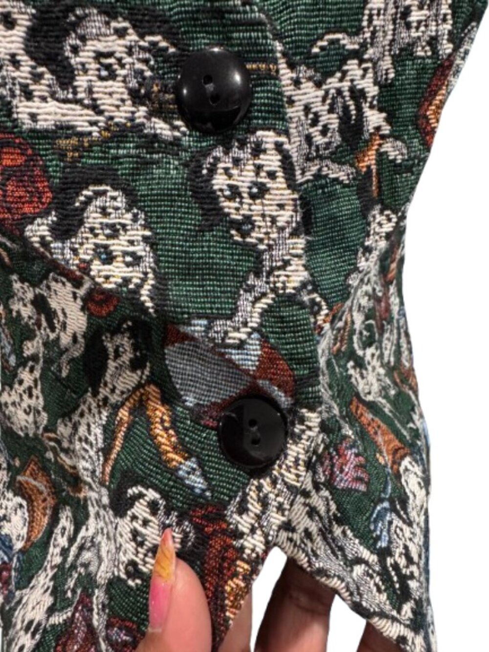VTG Casual Corner & Co Dalmatian Women’s Vest Button Up Green Multicolor (1XL) - Picture 7 of 16